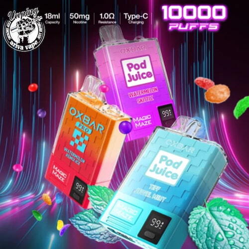  پاد اوکسبار10000 پاف (قابل شارژ و دارای نمایشگر) –OXBAR 10000 PUFFS DISPOSABLE POD، پادیکبارمصرف، 10000پاف، پاد یکبار 