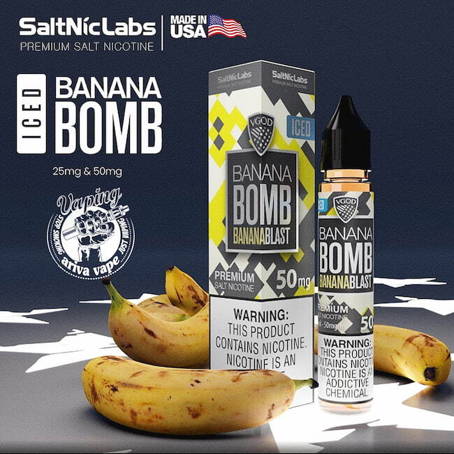  سالت، سالت ویگاد موز یخ، سالت وی گاد، سالت VGOD، سالت V GOD، سالتV GOD، سالتvgod، BOMB BANANA BLAST ICED ویگاد 