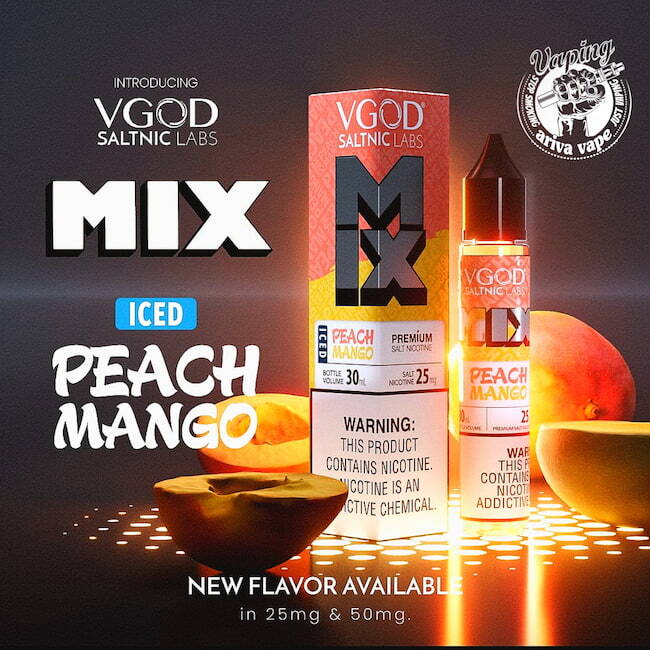 سالت، سالت ویگاد میکس هلو انبه یخ، سالت وی گاد، سالت VGOD، سالت V GOD، سالتV GOD، سالتvgod، PEACH MANGO ICED MIX ویگاد